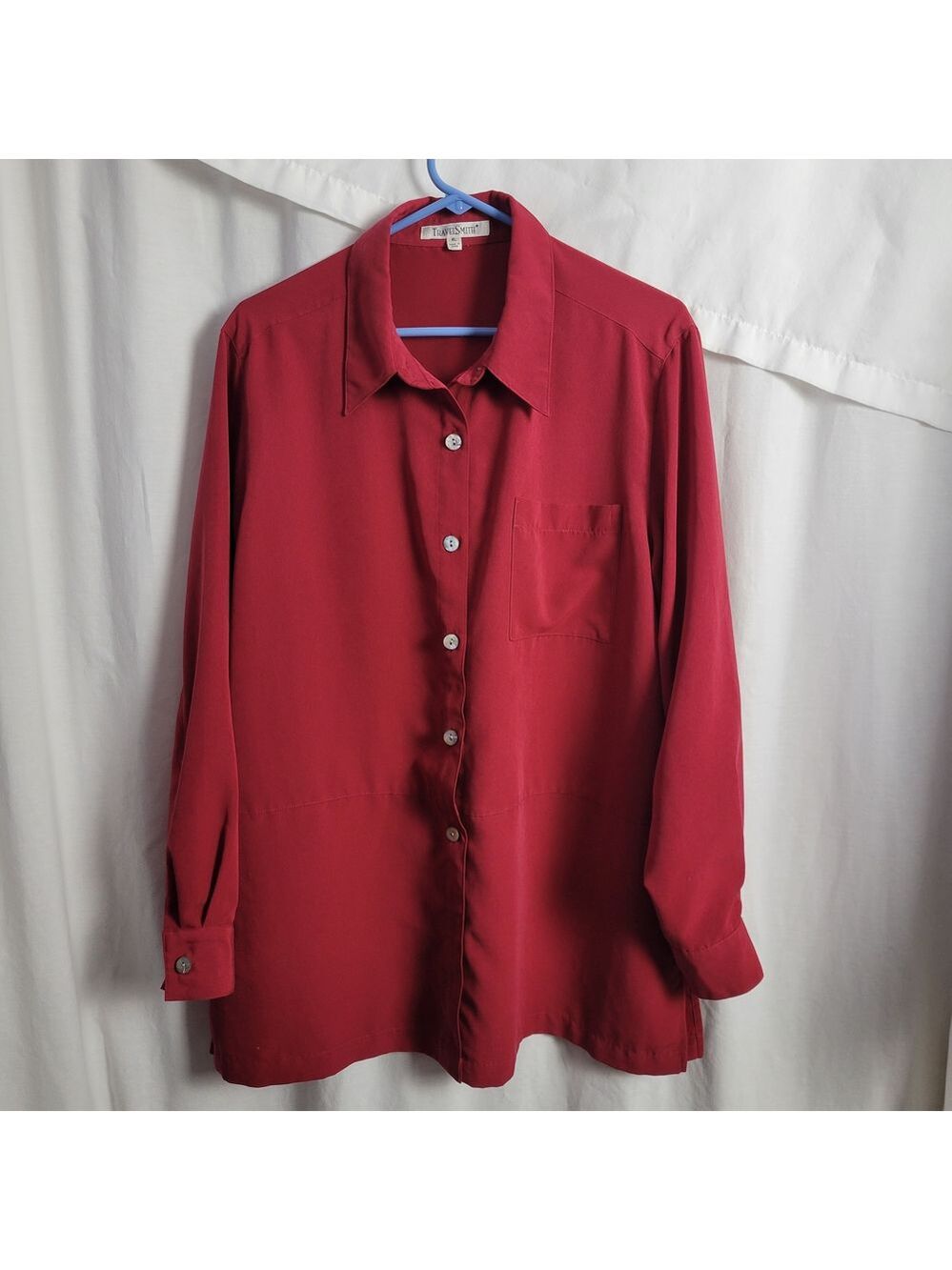 TravelSmith Blouse Classic Red Button Up Versatile XL Business Office flowy BOHO